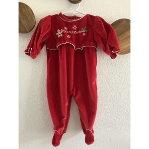 Vintage Simply Basics Baby's First Christmas Sleeper Outfit Size 3-6 Months